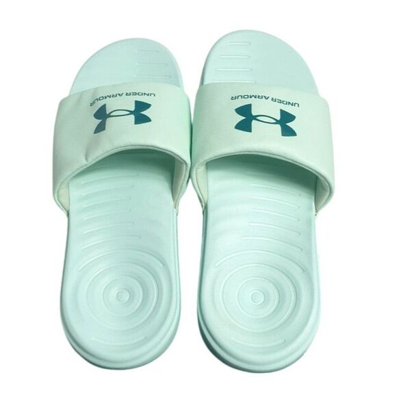 Under Armour Womens Slides Size 9 Aqua Ansa Fix Foam Slides Sporty Cushioned - Picture 1 of 8